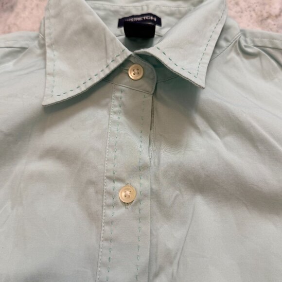 GAP women's medium STRETCH green button-down shirt - Picture 3 of 4